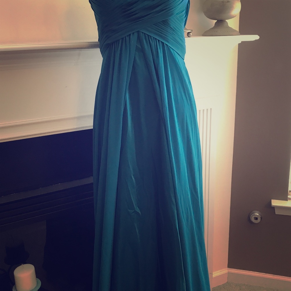 Teal Chiffon Semi-Formal Floor-Length Dress